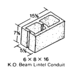 6x8x16 KO Beam Lintel Conduit Concrete Block